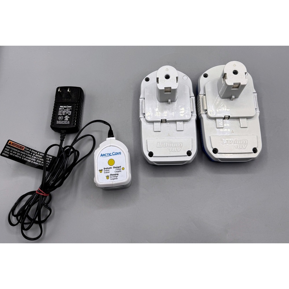 Arctic Cove 18V Lithium Ion Fan Battery 2 Pack and MAC119 Charger MAC102 1.3Ah